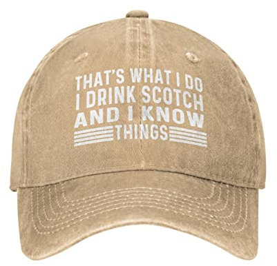 That's What I Do I Drink Scotch and I Know Things Hut Herren Baseballmütze Modische Caps, Natural-6, Einheitsgr��e