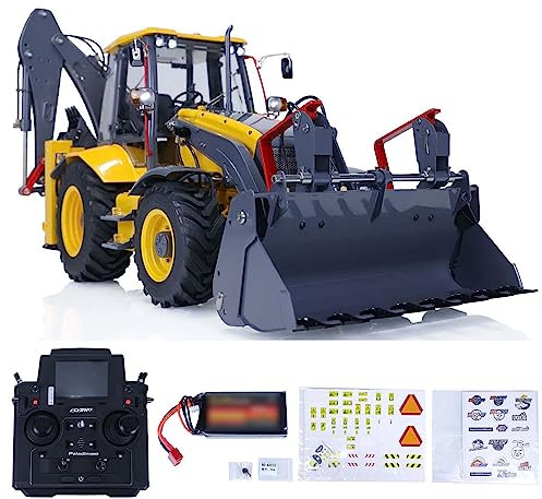 LESU Pelle pelleteuse hydraulique à roues 1/14 RC en métal Aoue BL71 2 en 1 Véhicule de construction peint jaune gris modèle de qualité passe-temps