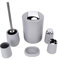 6 teiliges Badezimmer Zubehör Set mit Mülleimer, Toilettenbürste, Zahnbürstenhalter, Lotionspender, Seifenschale, Spülbecher, Kunststoff Modern Stil Badzubehör Sets(Grau)