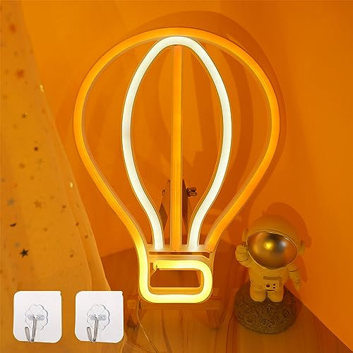 ENUOLI Heißluftballon-Neonschilder, LED-Heißluftballon-Neonlicht, niedliches Neon-Buntes Feuerballon-Schild, Nachtlicht, Heißluftballon-Neonschilder für Wanddekoration, Spielzimmer, Schlafzimmer, Url