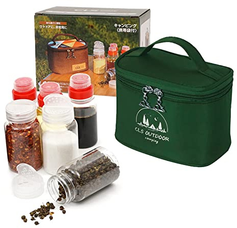 RoseFlower 6 pcs Portatile Bottiglia di Porta Condimento, Porta Sale Olio da Viaggioper Esterni Vaso di Spezie Condimento Trasparente e Bottiglia di aceto Contenitore per Picnic BBQ#Verde Scuro
