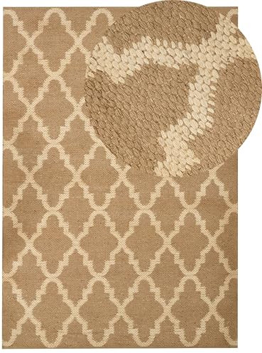 Beliani Teppich Jute beige rechteckig 160x230 cm marokkanisches Muster Kurzflor Mermer