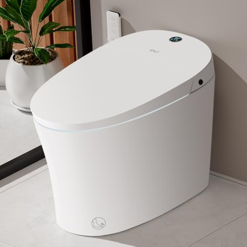 EPLO Smart Toilet Bidet with Tank Built in,Auto Open/Close,Heated seat,Dual Auto Flush, Foot Sensor Flush,Modern Elongated Toilets with LED Display for Bathrooms