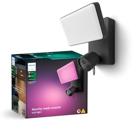 Philips Hue Secure - Cámara de Vídeo Vigilancia con Foco LED, resolución 1080p, Ideal para Exterior, fácil instalación, Audio bidireccional, Funciona con App