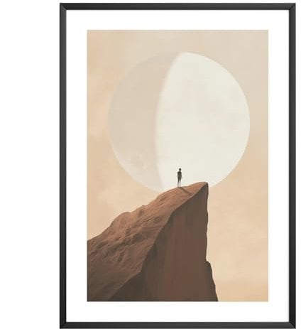 MJ-GRAPHICS® - Poster Natur Landschaft - Nachtspaziergang Mond - Wandbild Din A4 in Galerie Qualität 300g dickes Posterpapier - Naturliebhaber Motiv - Küchen & Wohnzimmer Bilder - ohne Bilderrahmen