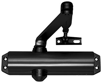 TESA DC120 DC120-D9005 cierrapuertas, EN 4, para puertas hasta 80 kg, brazo articulado, para puertas cortafuegos, acabado Negro RAL 9005, control de cierre regulable, golpe final ajustable
