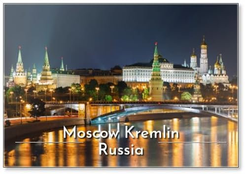 Kühlschrankmagnet mit Nachtansicht des Moskauer Kremls in Russland