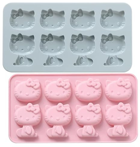 2 Stück Cartoon Cat Süßigkeitenform,Schokoladenform,Silikonformen,Muffinsform,Kleine Katze Geformte Keksform,Eiswürfelform,Anime Karikatur Molds für Süßigkeiten,Keks,Chocolate,Kuchen,Gelee,Candy