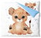 Pictogogo Baby Bettwäsche, Kinderbettwäsche, Babybett Komplett Set Mit Reißverschluss, Blauer Löwe Design, 80x80 cm Bettdecke, 35x40 cm Kissenbezug, Blaue Baumwoll-Unterseite