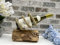Single Bottle Tilt Wine Holder - Wooden Driftwood & Rope - Teak Driftwood