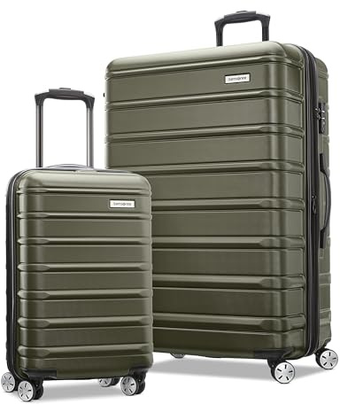 Samsonite Omni 2 Hardside Erweiterbares Gepäck mit Spinnrollen, 2-teiliges Set (Handgepäck/Groß), Oliv/Blatt für Mich (Leaf It to Me), 2-Piece Set (Carry-on/Large), Omni 2 Hardside Erweiterbares