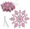 Weihnachtsdeko Rosa, Weihnachten Schneeflocken Deko 24 Stück Rosa Glitzer Schneeflocken für Weihnachtsbaum, Fenster & Tür – Hängende Deko Ornamente für Festliche Weihnachtsdekoration