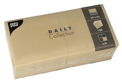PAPSTAR, 150 Servietten DAILY Collection 1/4-Falz 24 cm x 24 cm, Sand