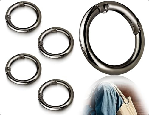 ZoeTekway 4 Stück Karabinerhaken,Zink Legierung Ringkarabiner,O-Ring Karabiner,Karabinerring,Schlüsselanhänger,Frühling Snap Clips Ersatzteile,Für Schlüsselkette DIY Handwerk(Schwarz,25 mm,Runde)