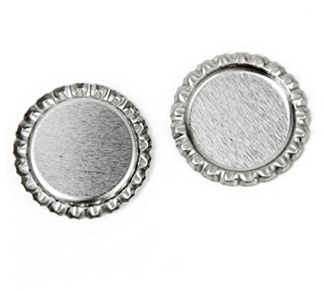 COLLBATH 100pcs Silver Flat Bottle Caps Linerless Diy Bottle Caps for Craft Adhesive Tops Craft