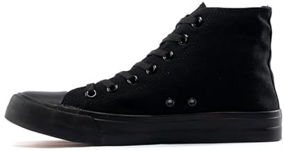 Ladies Fashion Trainers High Top Canvas Shoes for Women Men Classic Lace Up Plimsolls Pumps Sneakers Casual Tennis Walking Shoes All Black