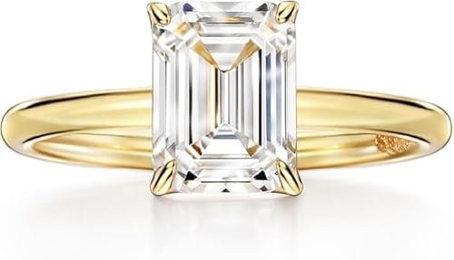 Michooyel 2.0ct Emerald Ring 18K Cubic Zirconia Verlobungsring Damen, Smaragd Schnitt CZ Solitaire Versprechungsringe 925 Sterling Silber Ringe