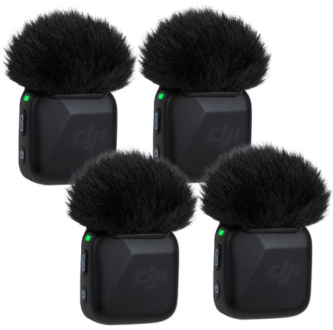YOUSHARES DJI Mic Mini Wind Muff - 4 PCS Furry Microphone Windscreen for DJI Mic Mini Wireless Microphone to Reduce Wind Noise(Black)