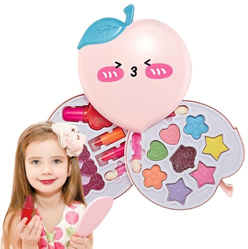 Opilroyn Kleinkind Schminke Set Spiel-Make-up, Kinder Mädchen Make Up Kits Vorgeben Spielzeug Make-up Set für Kleinkinder, Pfirsichbox Prinzessin Anziehspiel Weihnachts- und Geburtstagsspielzeug für