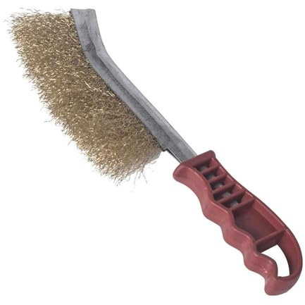 Heavy Duty BBQ Grill Cleaning Brush, Steel Wire Bristle Brush with Red Plastic Handle for Rust and Paint Removal, Ideal for Brake Pads, Calipers, and Metal Surfaces