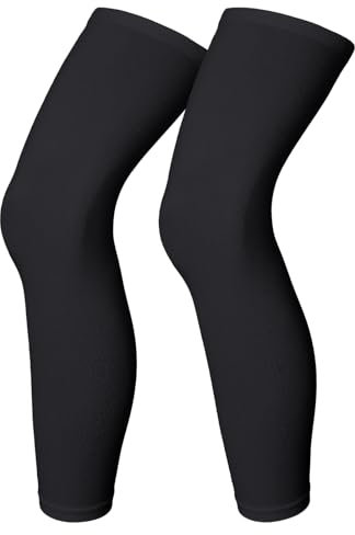 YUEXNKO Manches de Compression de Jambes,Manchon de jambe,Maintien De Compression Genoux Anti Uv, Leg Warmers,Paires Chaussettes Été Homme Femme pour Sport Course, Jogging, vélo, Fitness (Noir, S)
