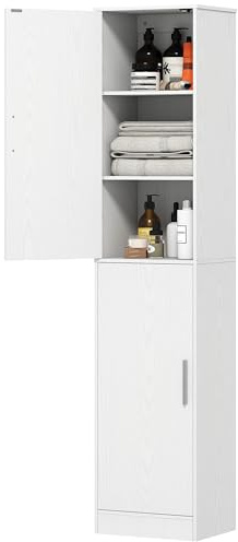 HOMCOM Mobile Bagno 2 Armadietti Ripiani Regolabili 40x35x180 cm Bianco