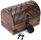 Ajuny Coffre à Bijoux Pirate en Bois avec Serrure et Clé – Coffre de Rangement Décoratif Vintage Fait Main Avec Bandes de Coquillages et Bibelots – 23 x 15 cm