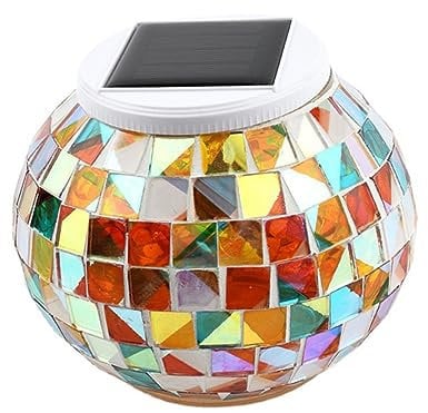 Toyvian Solarlicht Led Solarladeleuchte Bunt Wetterfest Für Garten Und Hof Mosaikmuster Design Ohne Kabel