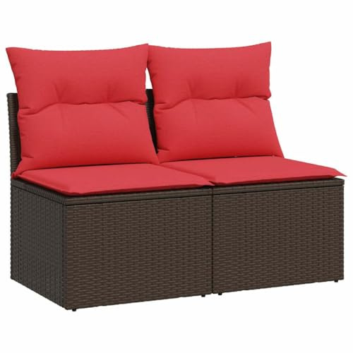 vidaXL 4-Piece Garden Sofa Set with Cushion Brown Poly Rattan Acacia Outdoor Sofa Set Garden Sofa Set Lounge Set Patio Sofa Set