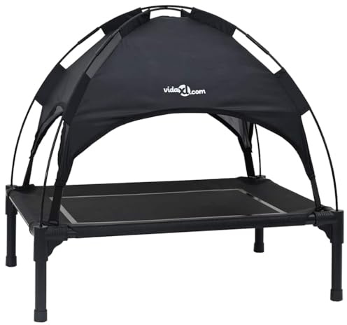 vidaXL Hundebett 71 x 64 x 71 cm Stahl Schwarz | Hält dein Haustier kühl mit glattem Polyestergewebe, Reduziert die Belastung für Haustiere beim Fressen,