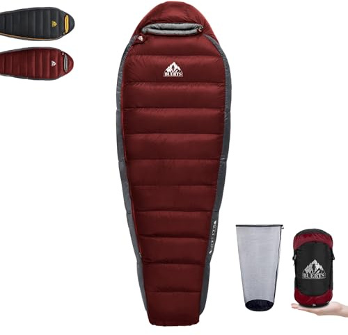 BUERTS Daunenschlafsack für Erwachsene, kaltes Wetter, kleines Paket, leicht zu tragen, 680 FP. Rucksackschlafsack für Camping, Wandern, Bergsteigen
