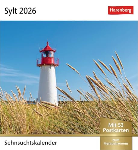 Sehnsuchtskalender Sylt - Kalender 2026 - Harenberg-Verlag - Postkartenkalender mit 53 heraustrennbaren Postkarten - 16 cm x 17,5 cm