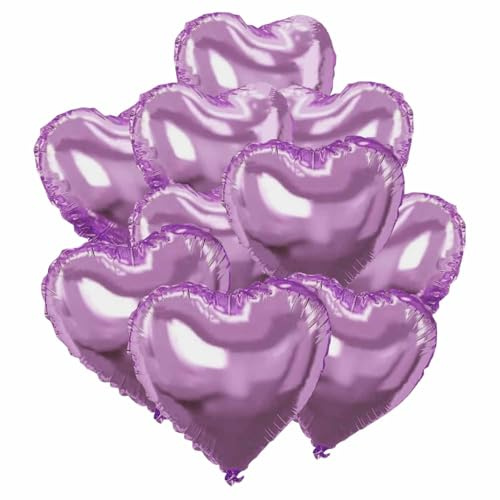 Herz Folienballons, 10 Stück Herz Helium Luftballons Heliumballon Herzen Lila Herzluftballons Herzform Folienluftballon Herzballons für Geburtstag Hochzeit Brautdusche Valentinstag