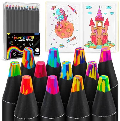 ECHOCUBE 12er-Pack Regenbogen-Bleistifte, 7-in-1-Farbstifte für professionelles Zeichnen und Schreiben im Büro, mehrfarbige Holzstifte, Schreibwaren, Buntstifte zum Skizzieren