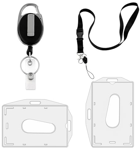 Zeeorymn Porte Badge Vertical avec Cordon,Porte Carte Transparent Dur avec Fente Pour Le Pouce,Cartes de Protection pour Cartes D'identité, Cartes de Crédit, Laissez - Passer.