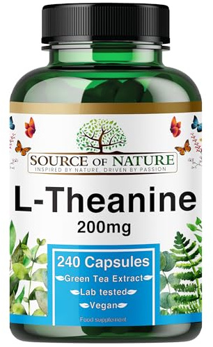 L-Theanin 200 mg – 240 Veganska Kapslar – Högkoncentrerad Aminosyra från Grönt Te | 8-Månaders Förbrukning | 98% Ren, Utan Tillsatser | Tillverkad i Danmark