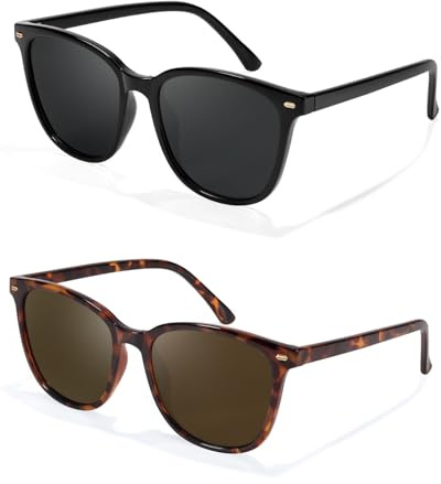 Myiaur 2er Pack Sonnenbrille Damen Groß Polarisierte | Trendige Eckig Sonnenbrille, UV400 Schutz für Autofahren