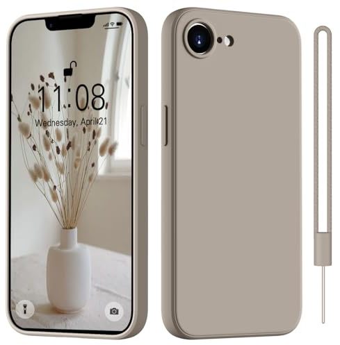 HGH für iPhone 17e Hülle iPhone 16e Hülle Silikon mit Lanyard, Handyhülle für iPhone 16e / 17e Dünn Rundumschutz mit Microfiber-Innenfutter Kratzfest Schutzhülle Case 6.1 Titan Grau