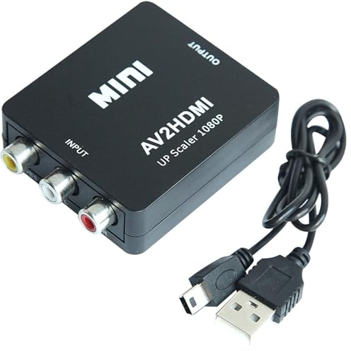 ideoon AV zu HDMI Adapter 1080p Full HD – RCA auf HDMI Konverter, inkl. USB-Stromkabel – Verbindet Retro-Geräte & Konsolen mit modernen TVs