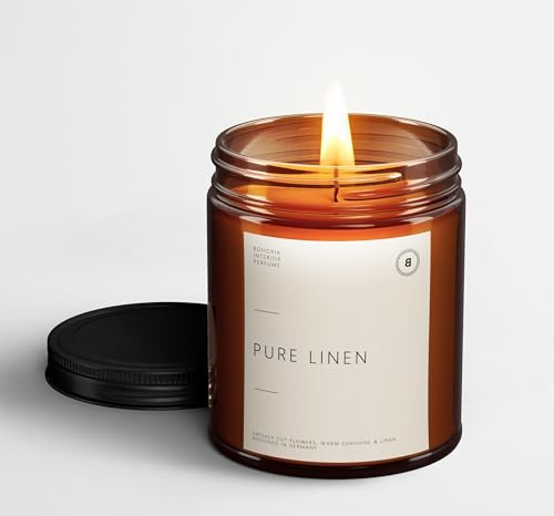 BOHORIA Premium Duft-Kerze Pure Linen aus natürlichem Sojawachs - Frische Wäsche Duft - bis zu 45h Brenndauer (Pure Linen)