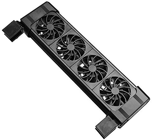 takestop® Ventilador de refrigeración FS604 para acuario, 4 ventiladores, 0,48 A, 291 x 48 x 118 mm, para agua dulce marina, 90 °