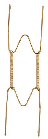 sourcing map Metal Spring Plate Hangers, Natural and Stretch Length 7.5 to 9, Wall Rack Holder Dismountable Hook Stand Hanging Display Gold Tone