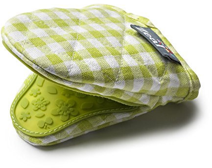 Zeal Gingham Mini Mitt Pot Holder, Cotton, Lime, 17.5 x 13.5 x 2.5 cm
