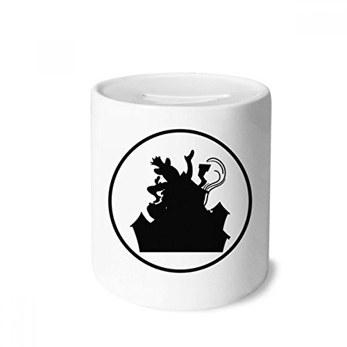 DIYthinker Clown Schloss Vergnügungspark Schwarz Silhouette Spardose Sparkassen Keramik Münzfach 3.5 Zoll in Height, 3.1 Zoll in Duruchmesser Mehrfarbig