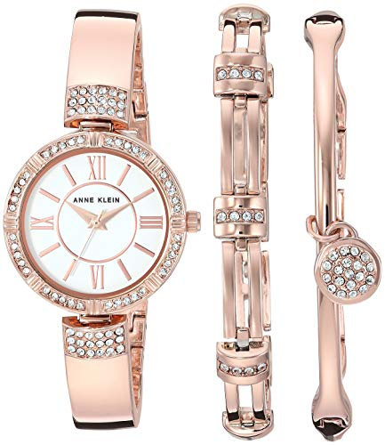 Anne Klein Women's Premium Crystal Accented Watch and Bracelet Set