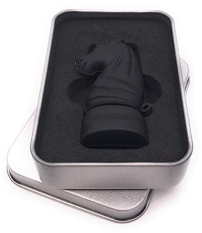 Onwomania Schach Figur Pferd Schwarz USB Stick in Alu Geschenkbox 8 GB USB 2.0