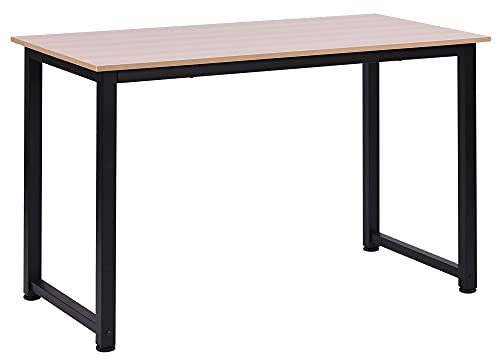 HOMCOM Mesa de Ordenador Mesa de Comedor Escritorio para Hogar Oficina con Pies Ajustables Mobiliario Simple de Oficina 120x60x76cm Carga 100 kg Marco Metal