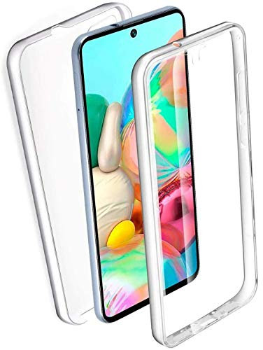 COPHONE® kompatibel Samsung Galaxy A51 Hülle Silikon 360 Grad transparent. Total transparent, weiche Vorderseite + harte Rückseite. Stoßfeste 360-Grad-Touch-Handyhülle für Galaxy A51