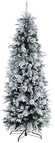 BIZZOTTO Albero di Natale Artificiale Slim Sottile Stretto Innevato Bianco Realistico 210 cm Dresda