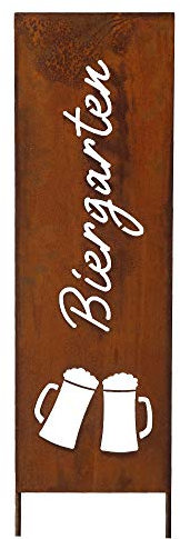 Schild Spruchtafel Gartenschild Edelrost rostige Gartendeko 115cm Edelrost (Biergarten)